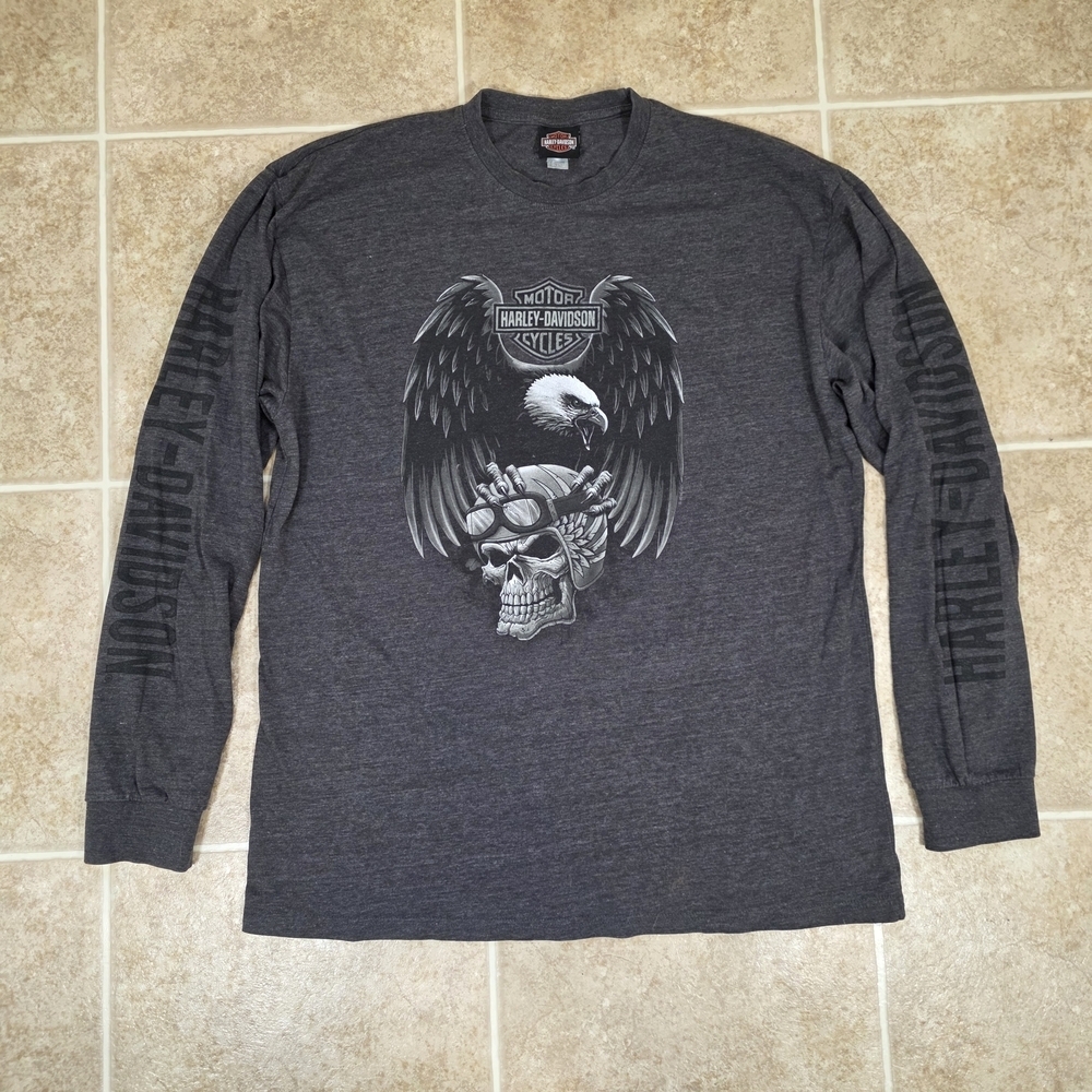 Harley Davidson Skull Eagle Long Sleeve Shirt XL